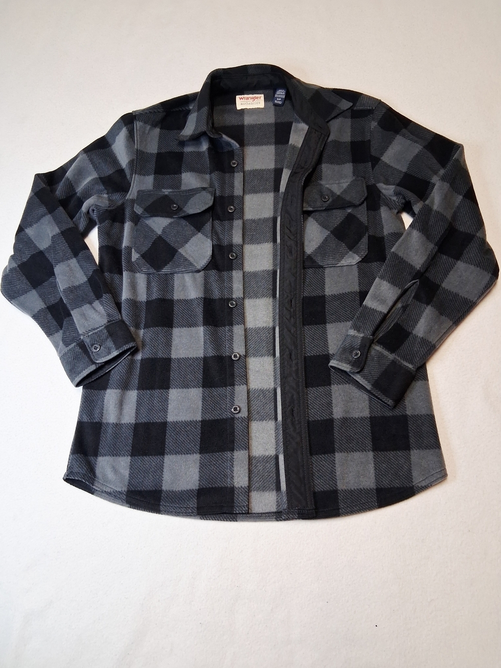 Wrangler Black & Gray Buffalo Plaid Shirt Jacket